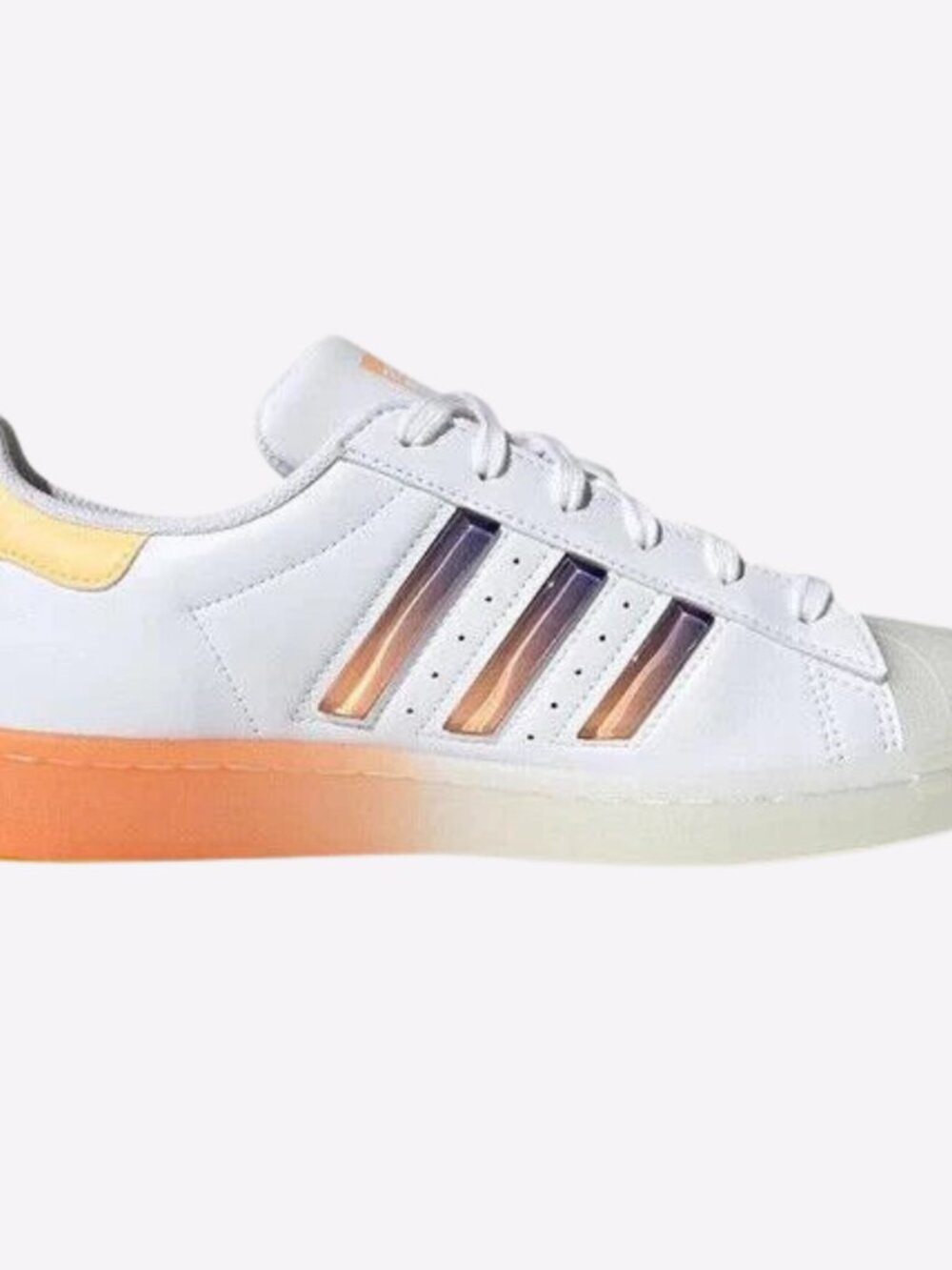 Adidas Superstar White Acid Orange Youth Sneakers Kids Size 4.5 Ombre White